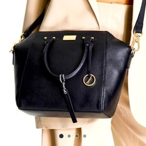 Leather top handle tote bag